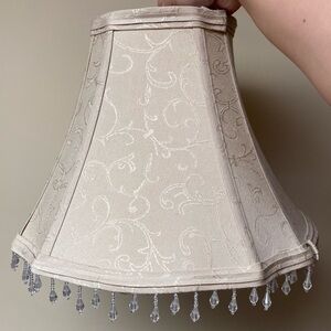 Cream Jacquard Fabric Lamp Shade with Crystal Bead Trim